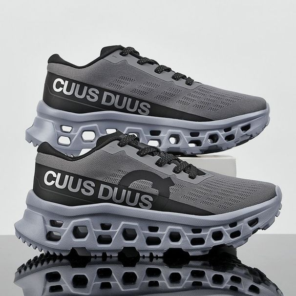 CUUS DUUS Gradient Blue Knit Upper Sneakers Reflective Arc Logo Hollow Cushion Outsole Lightweight Daily Walking Sport_vogvips.com