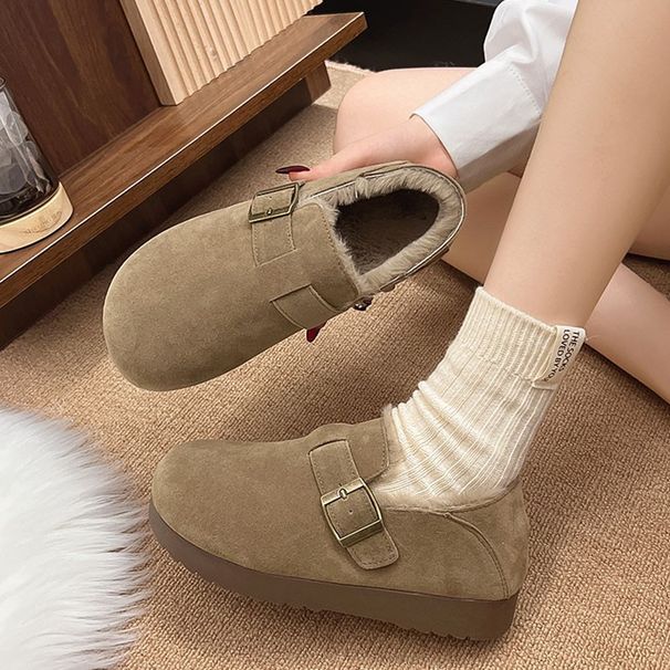 Fleece-Lined Full-Coverage Retro For Women Winter 2024 New Slip-On Cotton Furry Shoes Thickened Warm Snow_vogvips.com