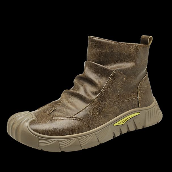 New Leather Spring Men's Shoes High-top Men's Heightening Tooling Martin Boots_vogvips.com