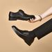 Men's Leather Business Casual 2024 Spring New Cowhide Lace-up Flat Black Professional Work Shoes_vogvips.com