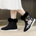Jingrou Old Beijing Cloth Shoes Women's Autumn And Winter New Season Flat Hanfu Style Ancient Costume Mid-Calf Cotton_vogvips.com