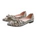 Ethnic Style Leopard Print Women's Unique Design Flat Pointed Toe Boat Large Size 41-43 Trendy Summer Shoes_vogvips.com