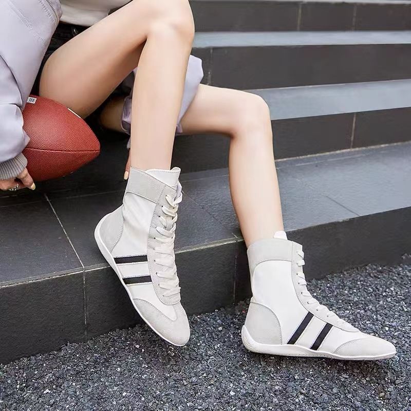Women Boxing Boots Inner Height Increase Ballet Boxing For Women 2025 Spring Summer New Breathable Martin Boots Casual Sports High-Top_vogvips.com