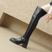 Women's Genuine Leather Over-the-knee With Chunky Heels, Slimming High-tube For Autumn And Winter, Square-toed_vogvips.com