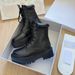 Leather Version~Same Style As Yang Mi's Lace-Up Martin For Women, Thick-Soled Height-Increasing Short Boots, Brown_vogvips.com