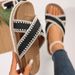 Plus Size Platform Sandals Women's Fabric Cross Strap Flat Beach Sandals Summer New Style For Wide Feet_vogvips.com
