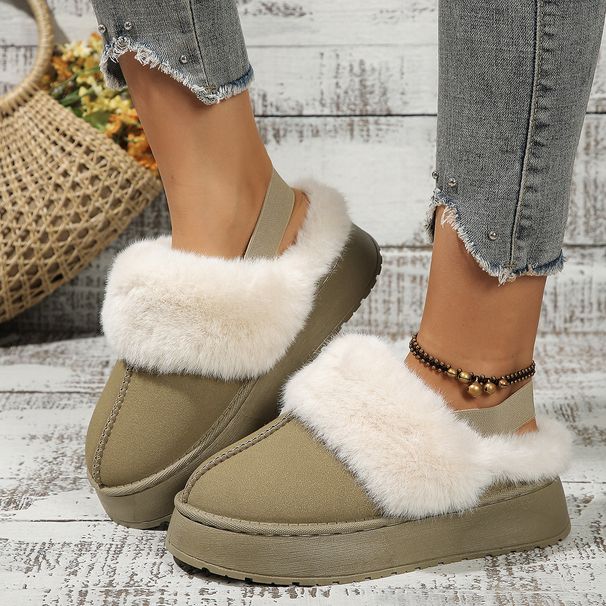 Women's Winter Snow Boots - Slip-On Faux Fur Lined Low-Cut Boots With Thick Sole, Lightweight & Warm, Available In Green_vogvips.com