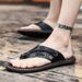 Large Herringbone Outerwear Casual Handmade Slippers, Clamp Feet, Men's Beach Sandals_vogvips.com