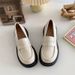 wangjia Wangjia Round Toe Thick Sole Women S Black College Loafers Versatile British Style Formal JK Shoes_vogvips.com
