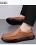 Casual Leather Shoes Men's Round Head Leather Men's Shoes Non-slip Loafers Dad Shoes_vogvips.com