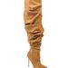 2024 New Foreign Trade Cross-Border Wasteland Pointed Toe Stiletto High Heel Side Zipper Pleated Plus Size Long Slouch_vogvips.com