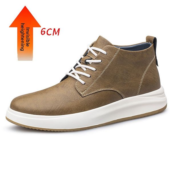 Men's Tooling Shoes Lace-up Leather Retro Handmade Heightening Breathable Sot Leather Sot Sole High-top Casual Board Shoes_vogvips.com