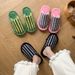 Men And Women's Cozy Striped Fuzzy Slippers For Home Winter Warm Soft Indoor House Shoes Non-Slip Rubber Sole_vogvips.com