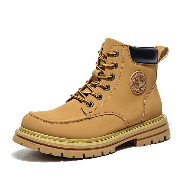Leather Retro Men's Shoes Light Luxury High-end Martin Boots Thick-soled Heightening Tooling Boots_vogvips.com