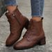 Plus Size Chunky Heel Martin 2024 Autumn Winter New British Style Fashion Short Boots For Women_vogvips.com