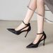 2025 Summer New Pointed-Toe Satin Ribbon Closed-Toe Sandals With Thin High Heels, Sexy White Women's Shoes_vogvips.com