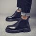 Martin Boots Men's High-top Leather Shoes Wind Thick-soled Heightened Velvet Black Locomotive Boys Soft Leather Medium-top Boots_vogvips.com