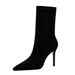 315-8 European And American Style Fashion Simple Pedicure Women's Thin High Heel Suede Pointed Toe Sexy Nightclub_vogvips.com