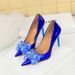1829-H27 Style Banquet Thin Shallow Mouth, Pointed Crystal Bow, Women's Shoes, High Heels, Single Shoes_vogvips.com