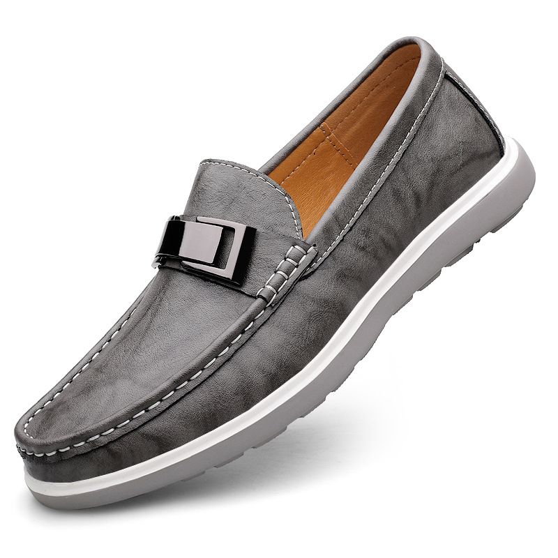 Casual Shoes Leather New Trend, Lightweight, Anti Slip, Wear-resistant, Fashionable Men's Bean Shoe Covers, Foot_vogvips.com