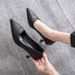 3cm Low-heeled Low-heeled Front Desk Work Women's High-heeled Stiletto Single Shoes, Mid-heel Professional Pointed-toe_vogvips.com