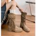Platform Chunky Heel Wasteland Style Knight For Women, Autumn And Summer Thin Western Cowboy Long , Mid-Calf Short_vogvips.com