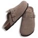 Bebealy Men's Genuine Suede Cork Footbed Shoes Casual Men Garden Clogs Cozy Nonslip Home Slippers_vogvips.com