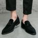Suitable For All Seasons British Style Casual Slip-On Pointed Toe Leather Shoes For Men Summer Korean Version Suede Tassel Hair Stylist Loafers_vogvips.com