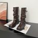 Inner Height Increase Thick Sole Belt Buckle Cuff Mid-Calf 2025 New Style Chunky Heel Slouch Riding Short Boots_vogvips.com