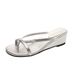 Stunning Silver French-style Thick-soled Wedge Flip-flops Women, Suitable For Outdoor Wear, 2026 New Spring-summer_vogvips.com
