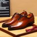 Full Grain Genuine Leather British Korean Style Trendy Formal Groom Wedding Business Casual Men's Shoes_vogvips.com