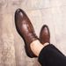 Euro Step Brogue For Men With Carved Pattern, Hidden Wedge, Korean British Style, Business Pointed Toe, Trendy Wedding Shoes,_vogvips.com