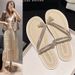 French Evening Breeze Water Diamond Pearl Toe Slippers For Women's Summer Outwear 2025 New Fairy Dress With Clamping_vogvips.com
