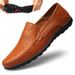 Euro Step Men's Genuine Soft Sole Summer Breathable Trendy Hollow Lazy British Business Slip-On Casual Leather Shoes_vogvips.com
