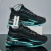 Minimalist Mens Black Mesh Air Cushion Sneakers With Teal Accents And NAVNAIVE WONG Print_vogvips.com