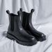 Chelsea Boots Men's High-top Leather Shoes, Cigarette Boots, Martin Boots Men's Velvet Black Boots Men's_vogvips.com