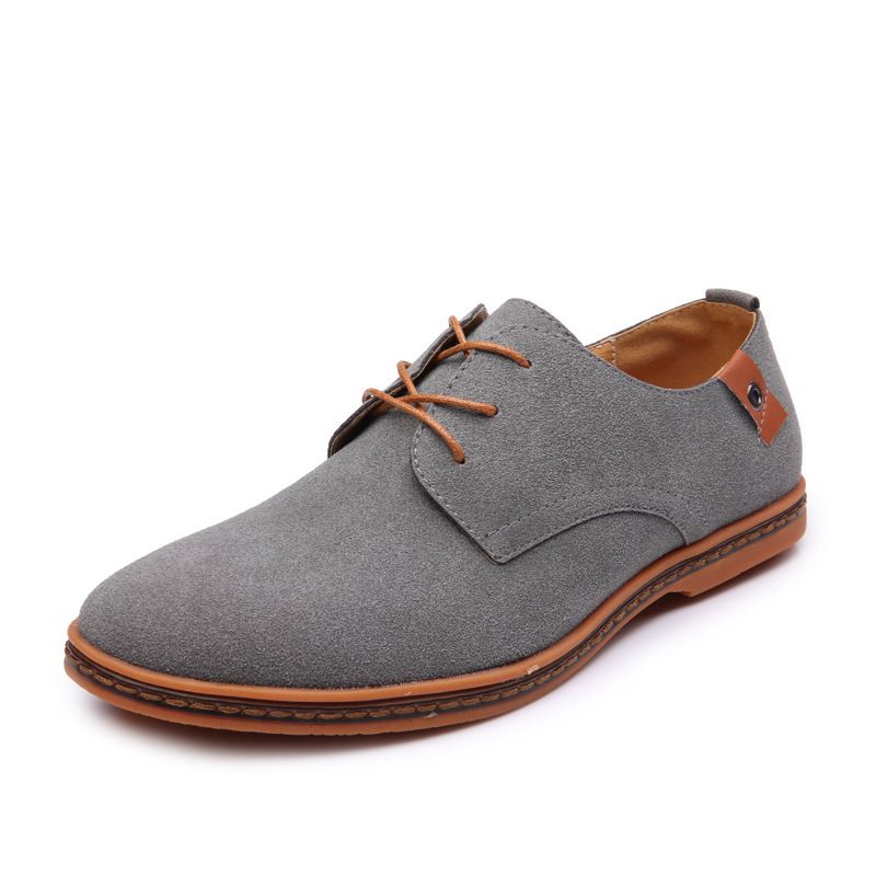 Suitable For All Seasons Autumn New Casual Suede Leather Lace-up Trendy Large Size Men's Single Shoes_vogvips.com