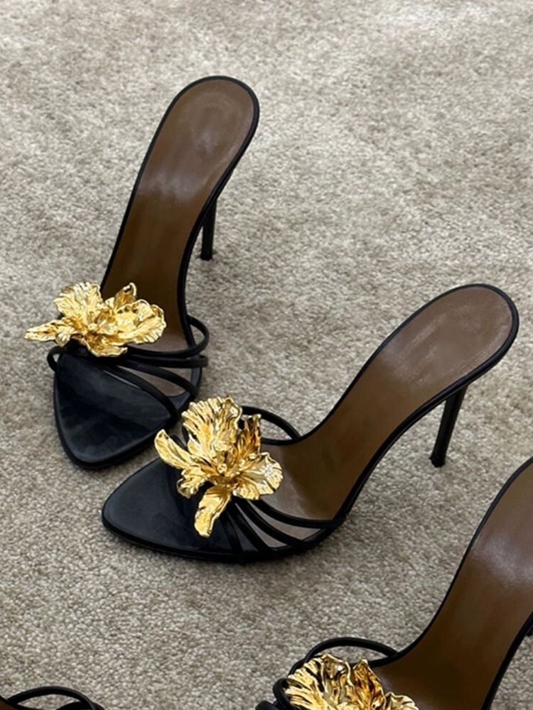 Women's Shoes Spring And Summer New Fashion Ultra High Heel Metal Flower Sandals Temperament Sexy Stiletto Open Toe Women's Shoes_vogvips.com