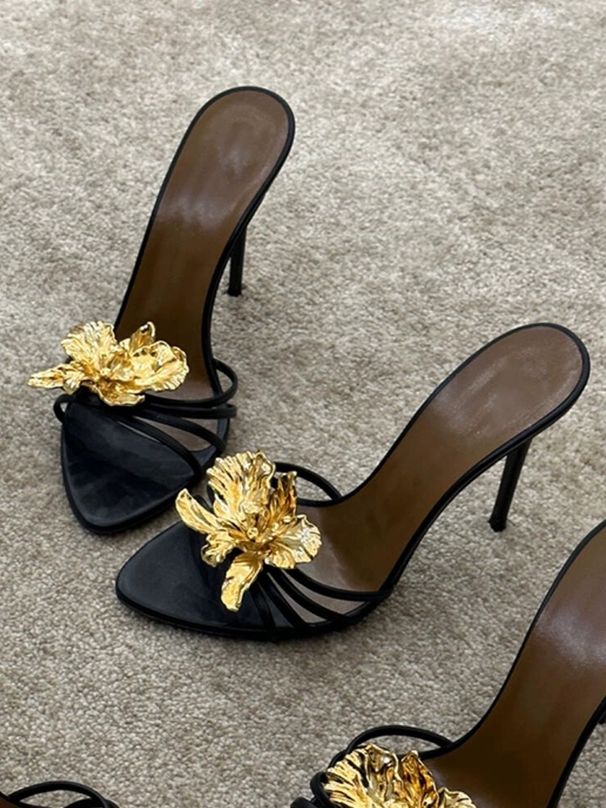 Women's Shoes Spring And Summer New Fashion Ultra High Heel Metal Flower Sandals Temperament Sexy Stiletto Open Toe Women's Shoes_vogvips.com