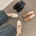 Breathable Woven Closed-Toe Half Slippers For Women, Summer Outdoor Wear, Comfortable Flat Slip-On Lazy Sandals_vogvips.com