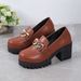 Women's Plus Size Platform Loafers Black Round Toe Chunky Heels British Style Low Top Dress Shoes PU Material Rubber Sole_vogvips.com