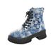 Lace Up Platform Ankle Boots Women's Autumn New Arrival Chunky Heel Plus Size Cowboy Boots 43_vogvips.com