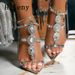 Hlieny Sexy Design Crystal Pointed Toe Women Sandals Summer Chain Buckle Strap Female Pumps Party Prom Thin High Heels_vogvips.com