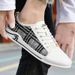Men's Board Shoes Leather Patchwork Breathable Platform White Shoes British Plaid Casual Shoes Round Head_vogvips.com