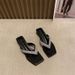 Shoes 2024 Summer New Rhinestone Flip Flops Women's Design Sense Stiletto Heel Fashion Flip-Flops Women_vogvips.com