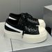(Dingji) 2025 New SMFK Thick Soled Canvas Shoes, Summer Cowhide Night Shooting Star Sneakers, Black And White_vogvips.com