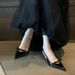 Trendy! Women's High Peep Sandals 2024 New Bowknot Black Pointed Toe Stiletto Heel Airy Single Shoes_vogvips.com