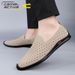 German Camel Dynamic Men's 2024 Summer New Hollow Breathable Genuine Leather Casual Men Comfortable Dad Shoes_vogvips.com