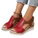 New Arrival Women's Large Size Thick Sole Peep Toe Roman Flat Sandals Buckle Strap Open Toe Casual Summer Daily Beach Walking Shoes_vogvips.com