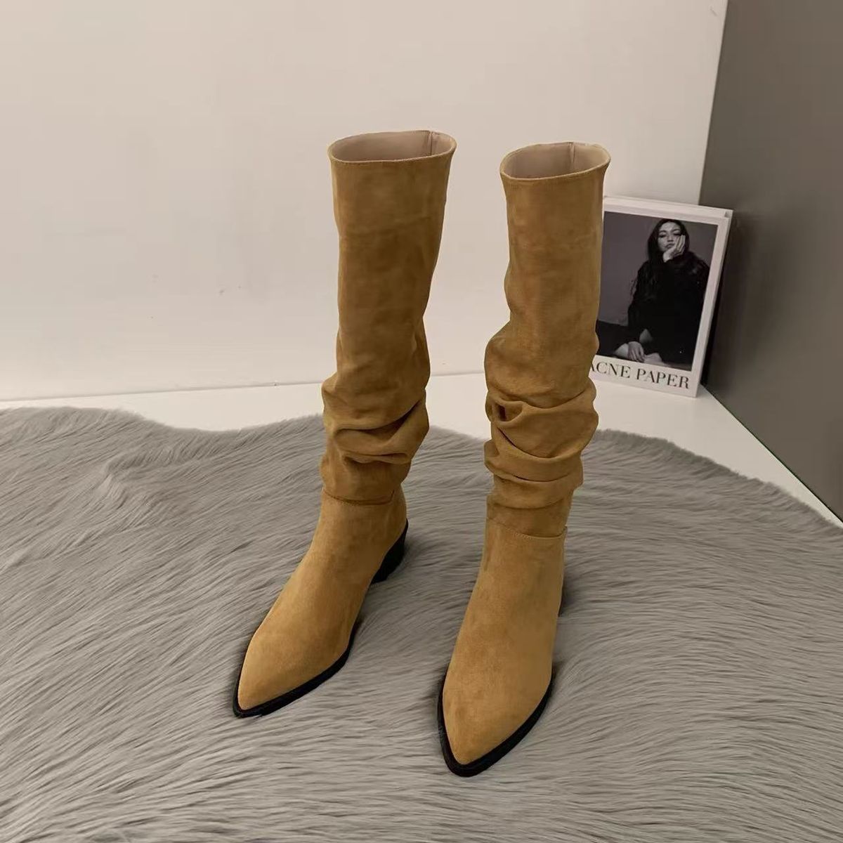 High Heel Martin French Style Slouch Women's Western Cowboy 2025 Summer Autumn Long Boots_vogvips.com